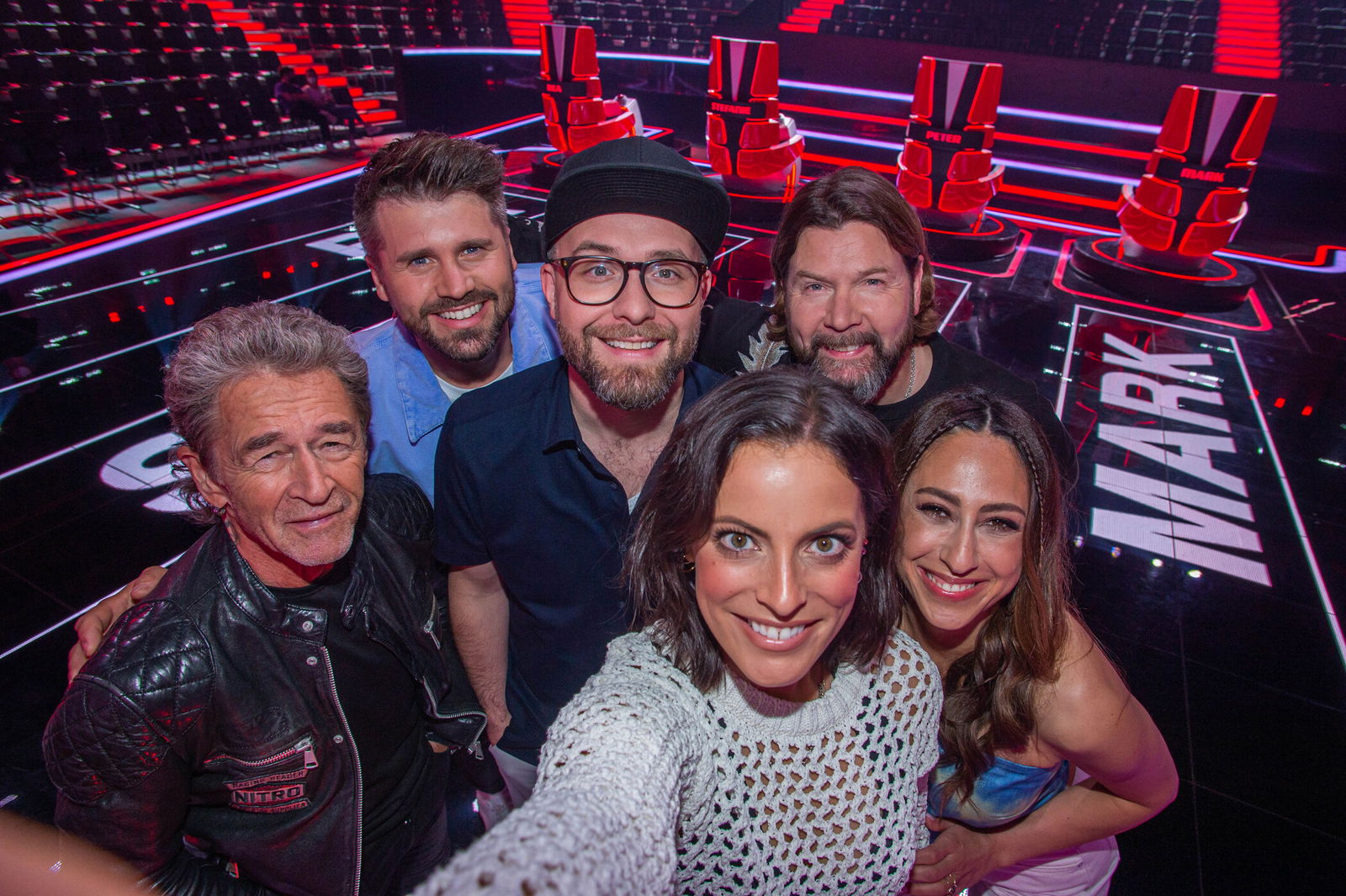 Peter Maffay, Thore Schölermann, Mark Forster, Stefanie Kloß, Rea Garvey und Melissa Khalaj bei „The Voice of Germany“
