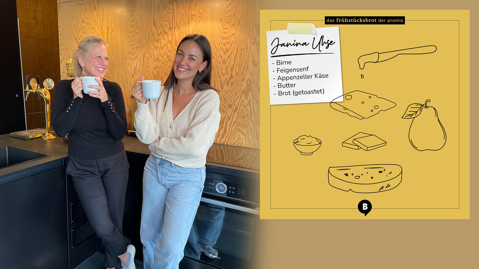 Janina Uhse mit Frühstücksbrot