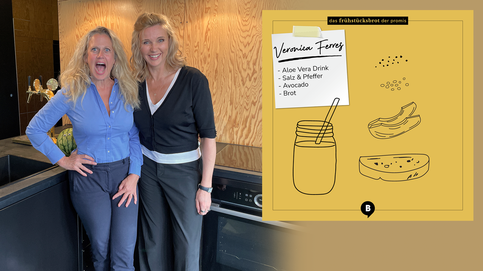 Veronica Ferres mit Frühstücksbrot 